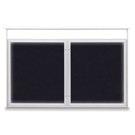United Visual Products 96"x48" 2-Door Enclosed Outdoor Letterboard, Grey Felt/Satin UV1161DDD9648PLUS-SATIN-GREY